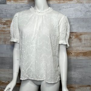 Free People Letters to Juliet  Eyelet Open Back Top in White Large